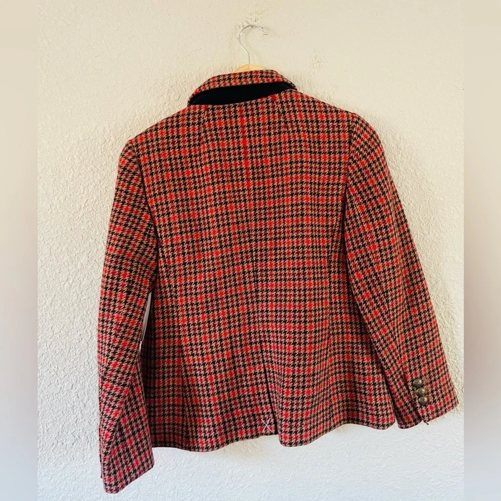 Talbots Petite Herringbone Plaid Velvet Collar Blazer - Picture 3 of 15
